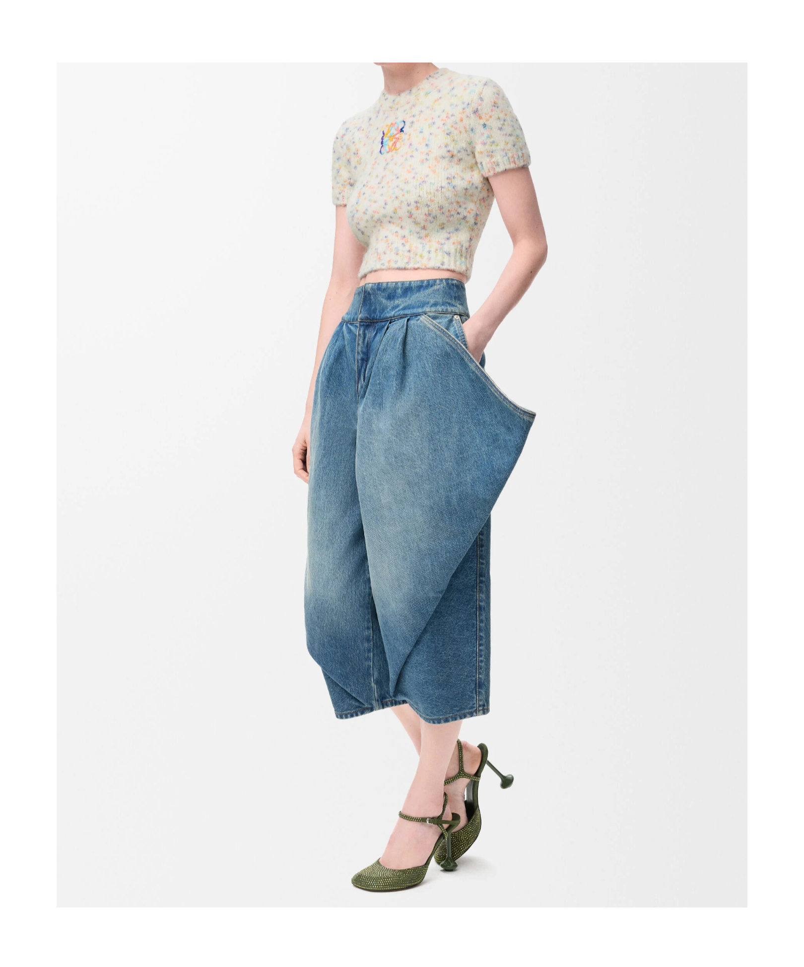 Loewe Short Sleeve Sweater In Wool And Alpaca Blend In White
