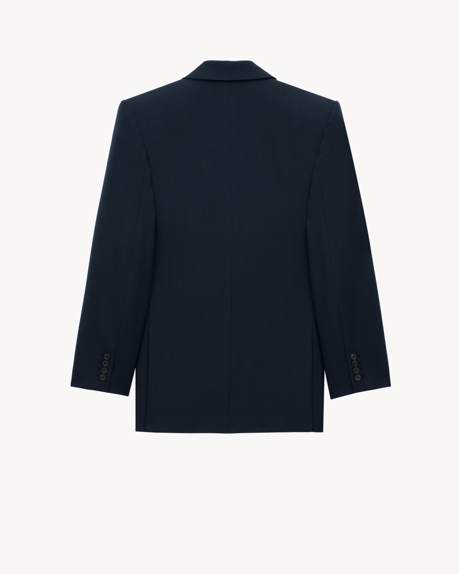 Saint Laurent Long Jacket In Wool Gabardine In Blue