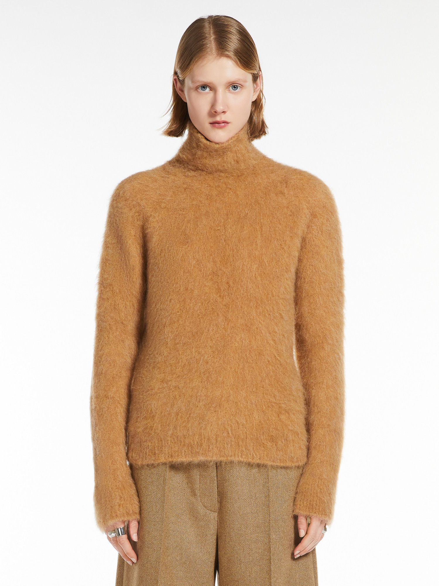 Sportmax Alpaca Blend Turtleneck Sweater In Brown