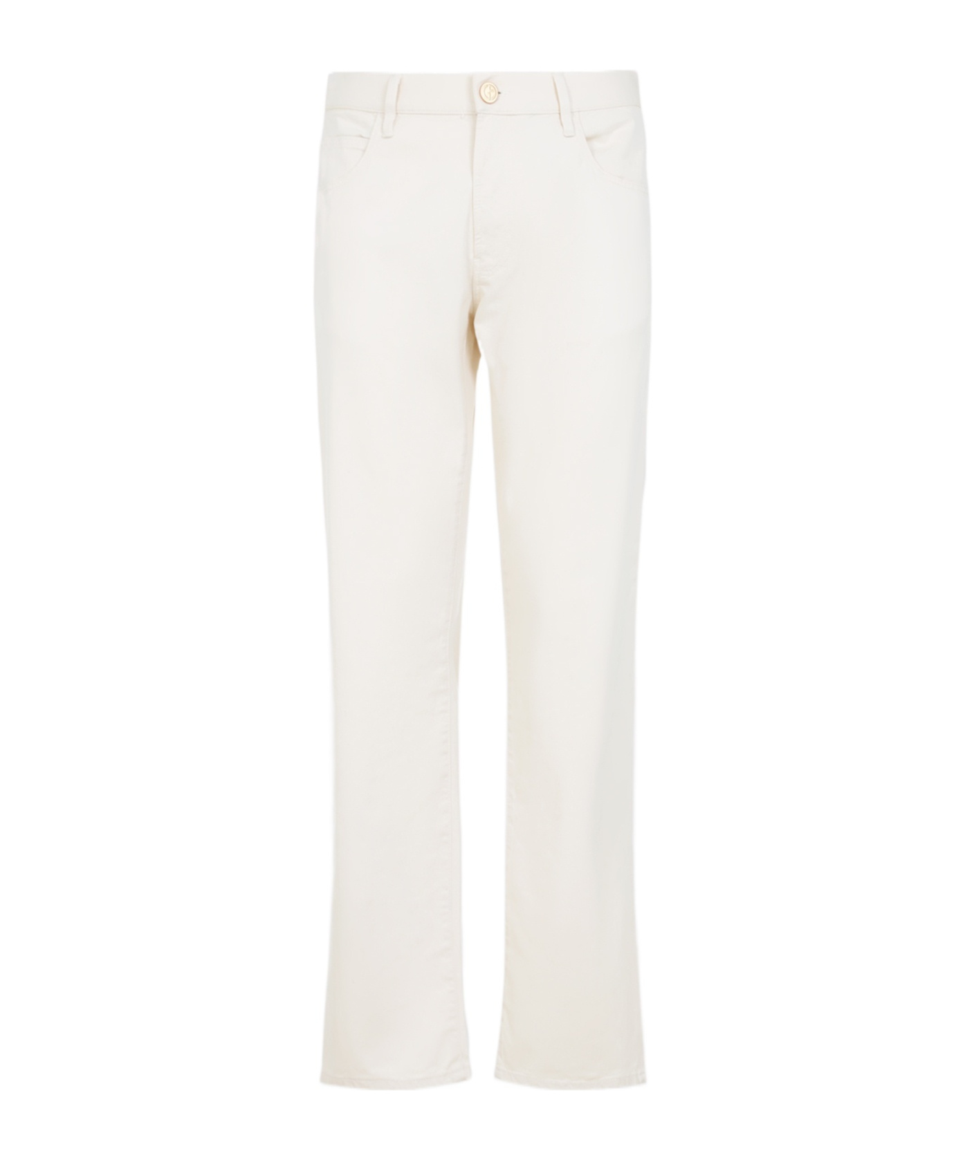Giorgio Armani Straight-leg Trousers In Luxurious Cotton-silk Blend In White