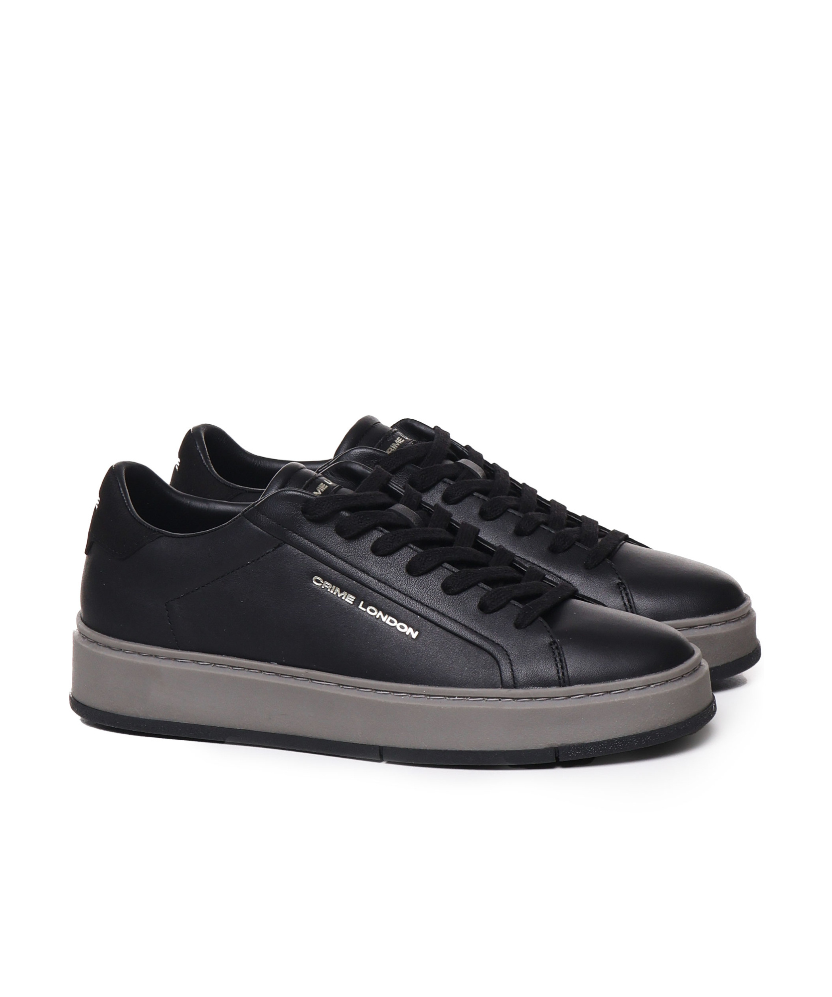 Crime London Sneakers In Leather In Black