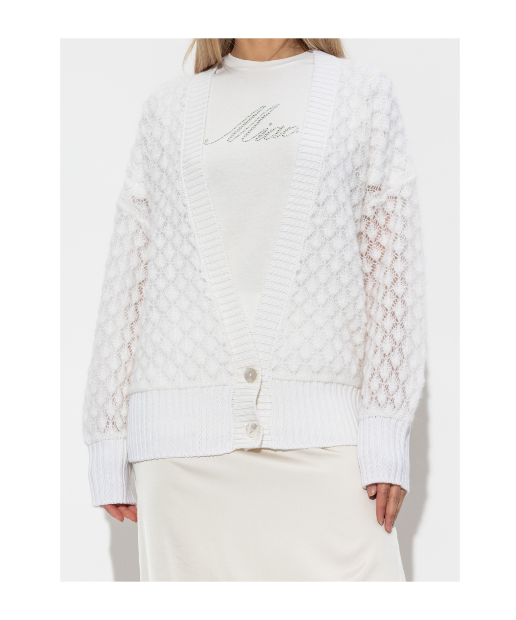 Blumarine Open-knit Cardigan In White
