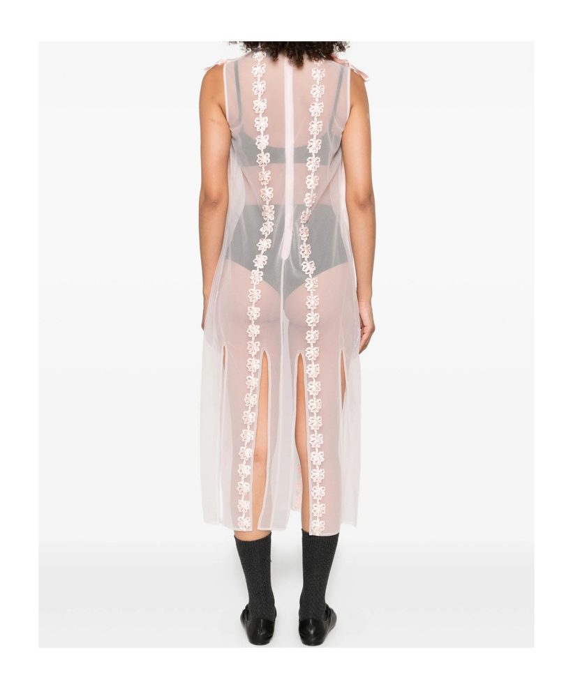 Simone Rocha Womens Pale Pink Daisy Chain Bow-embellished Woven Midi Dress In Pink