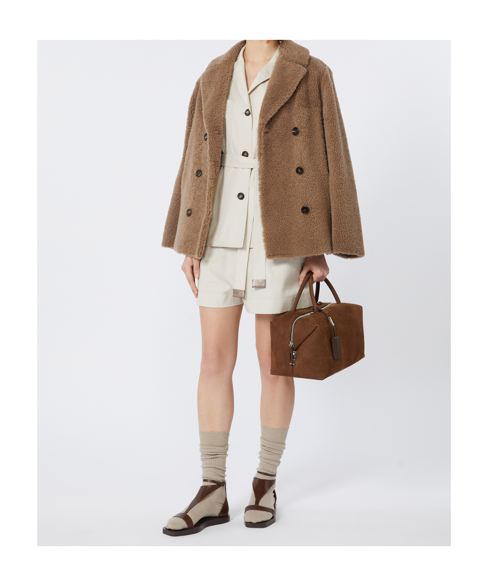 Max Mara Cotton Poplin Shorts In Gray