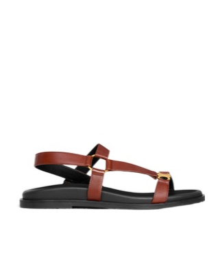 Celine Round-headed Flat Sandals In Black