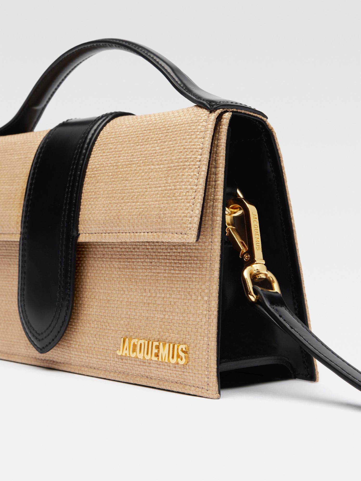 Jacquemus Le Grand Bambino Woven Top-handle Bag In Nude