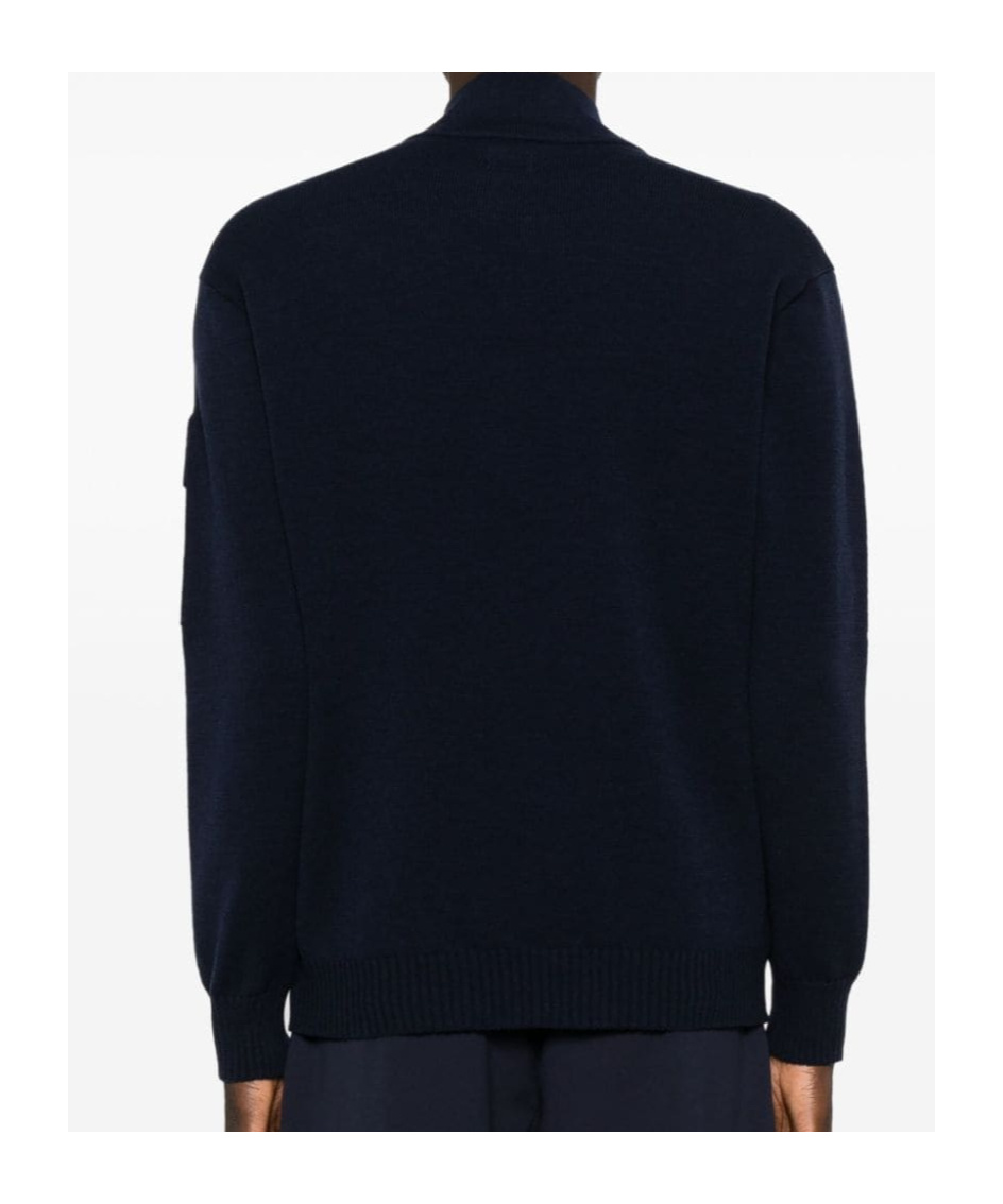 C.p. Company Light Fleece Half Zipped Sweatshirt Total Eclipse Blue In Black