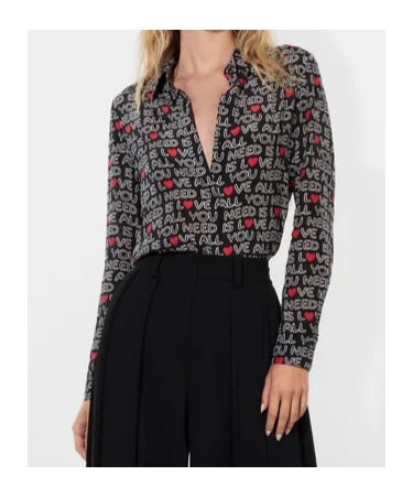 Shop Alice And Olivia X The Beatles Willa Shirt In Black