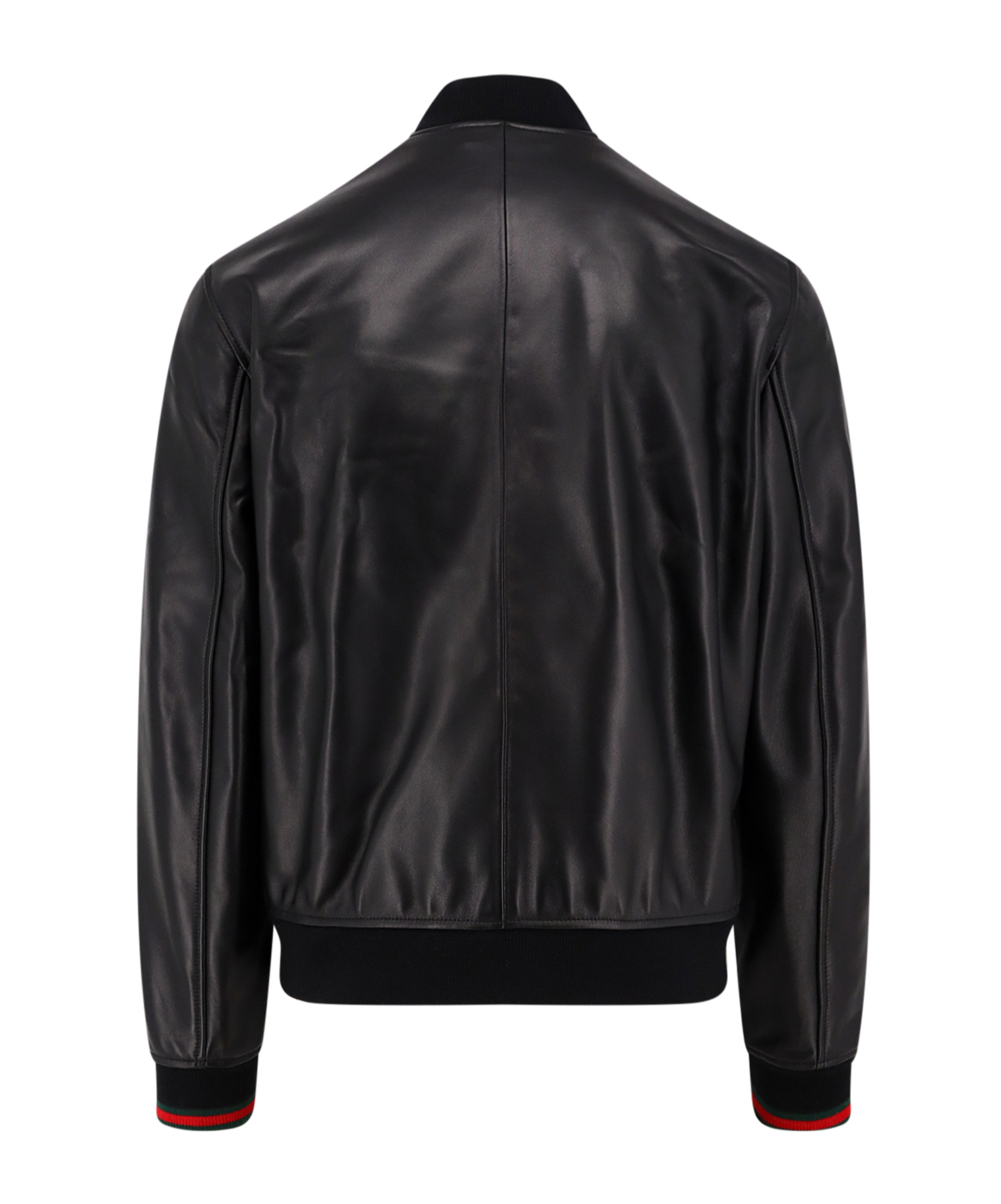 Gucci Black Bomber Jacket With Front Logo In Nappa Leather And Mesh Man In Black