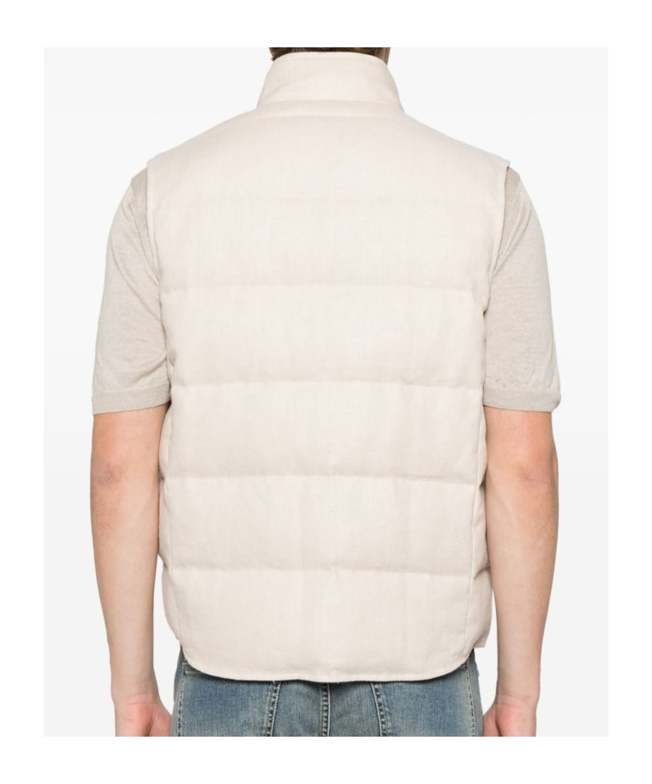 Eleventy High Collar Sleeveless Vest In Neutral