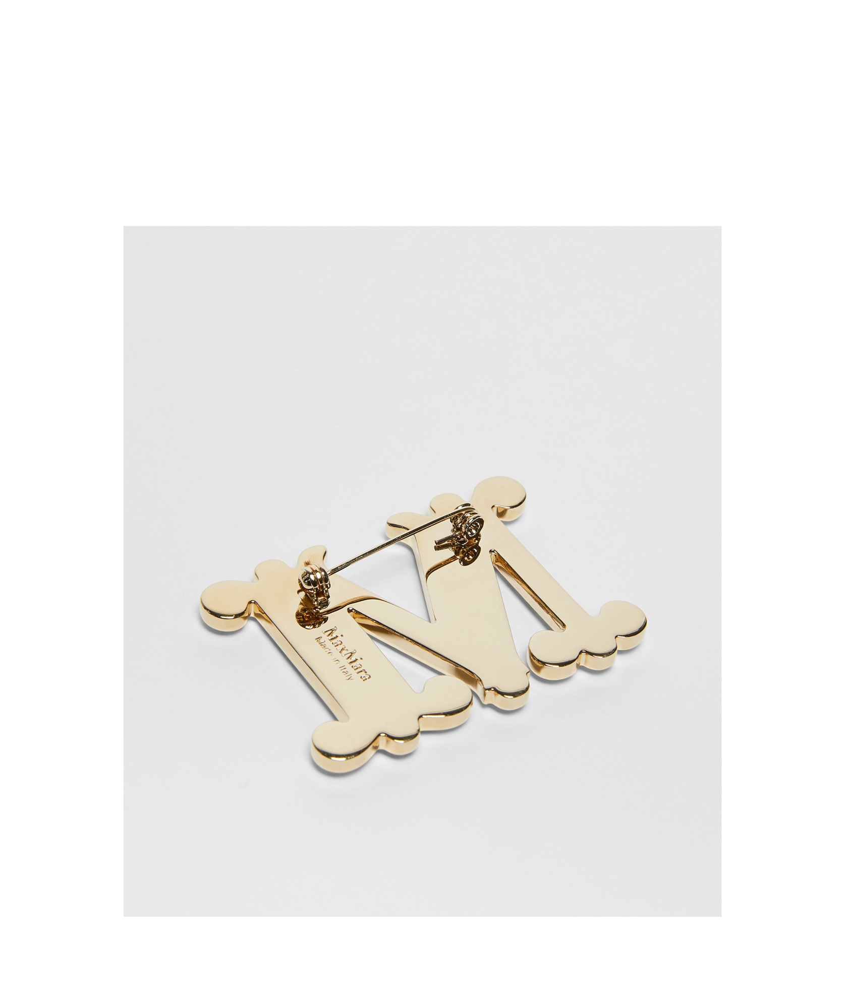 Max Mara Crystal-adorned Monogram Brooch In Yellow