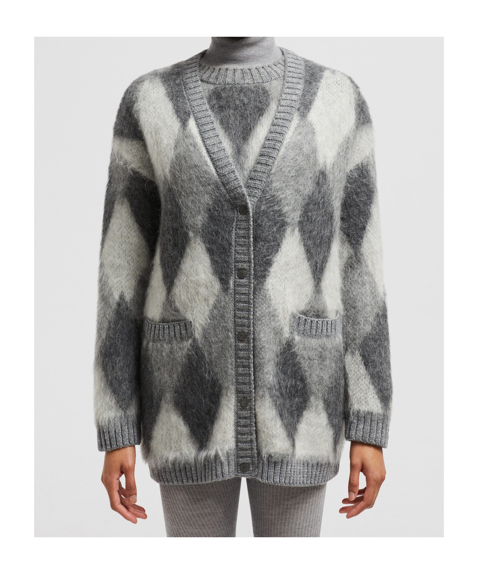 Moncler Wool Mohair Cardigan In Gray