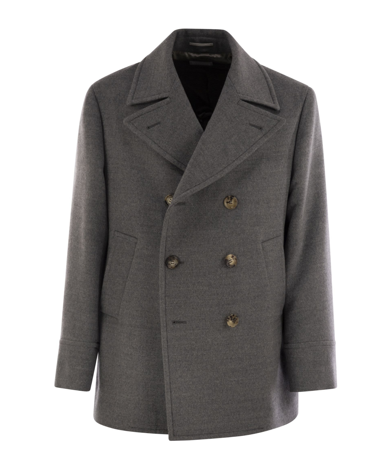 Brunello Cucinelli Men One-and-a-half-breasted Wool Coat In Gray