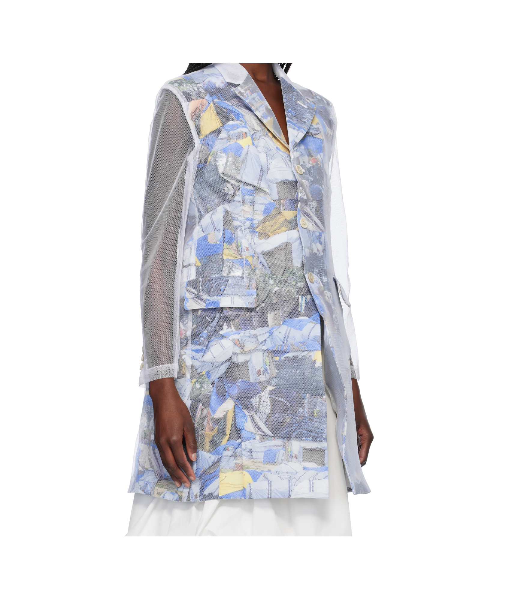 COMME DES GARÇONS WHITE  MULTICOLOR LAYERED JACKET