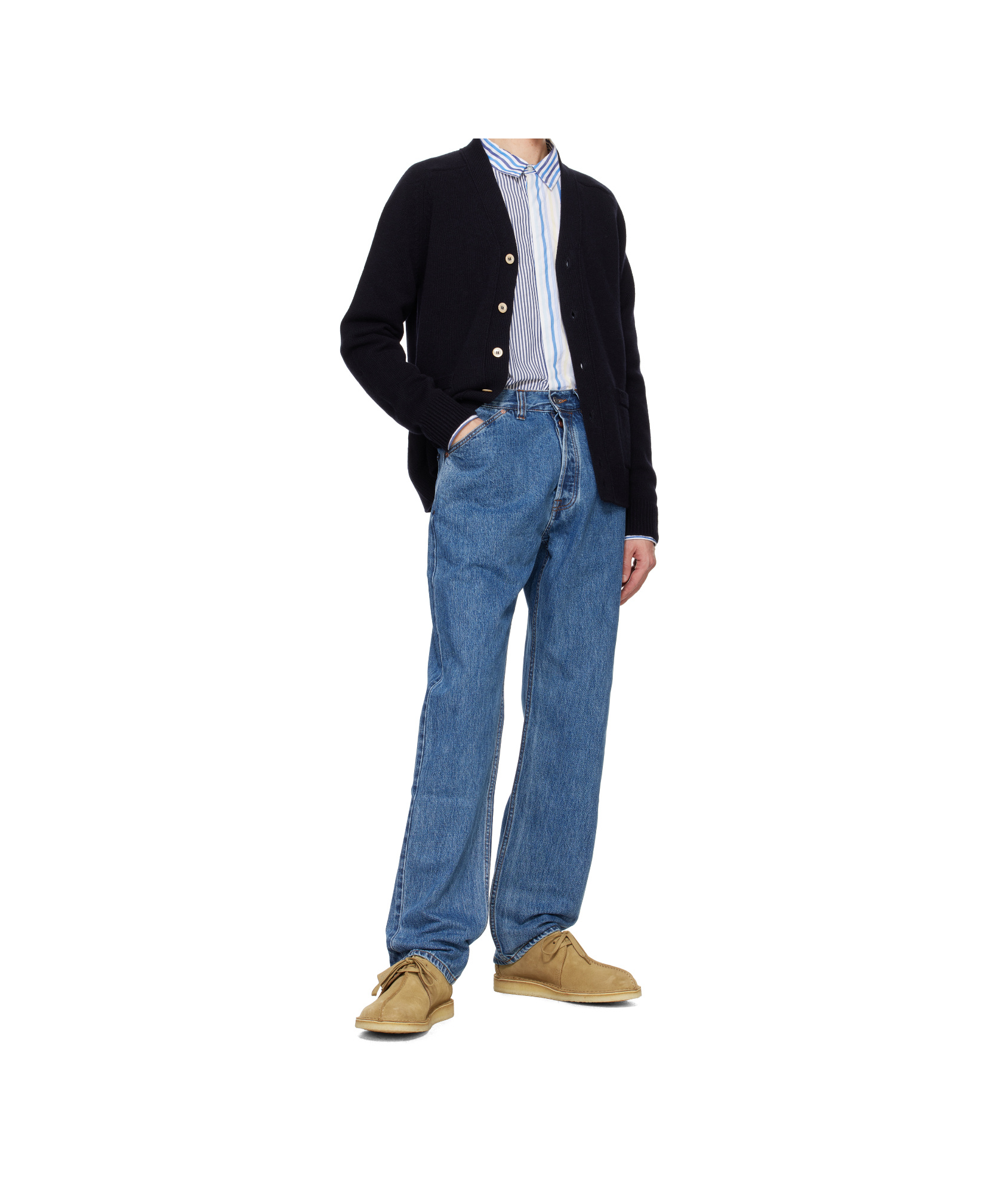 Drake's London Long Sleeve Cardigan In Navy Blue