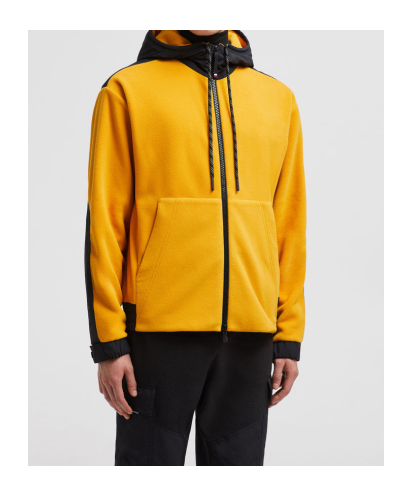 Moncler Zip-up Fleece Hoodie In Yellow