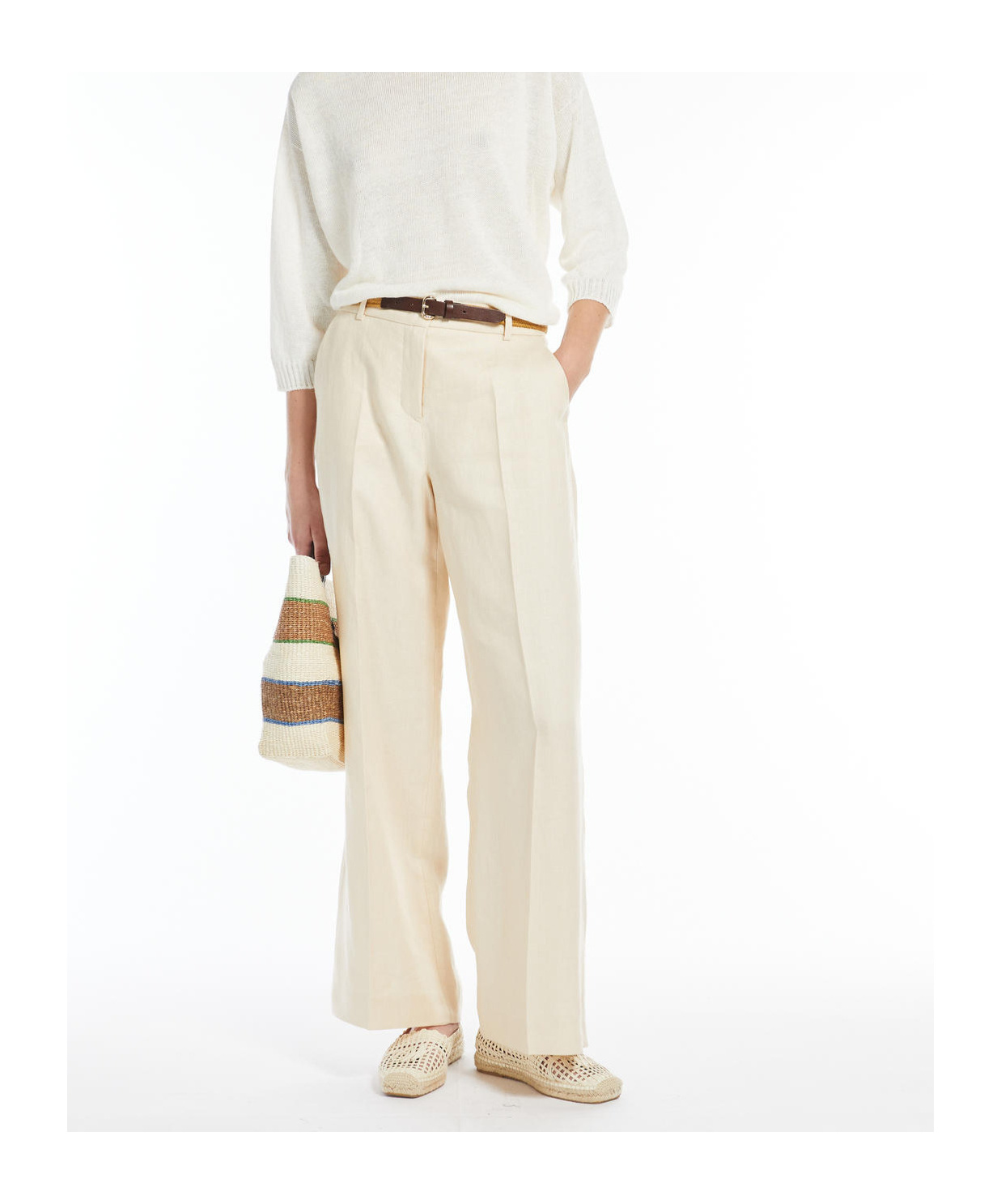 Weekend Max Mara Off-white Wide Jeans In White