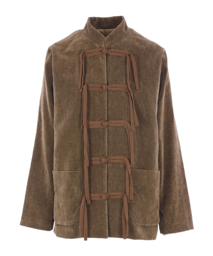 Uma Wang Toggle-fastening Velvet Jacket In Brown