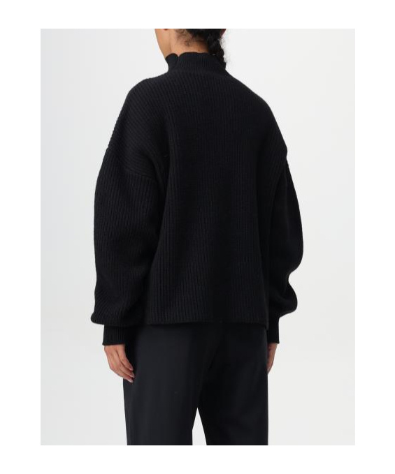 Moschino High Neck Oversized Logo Knitwear In Black