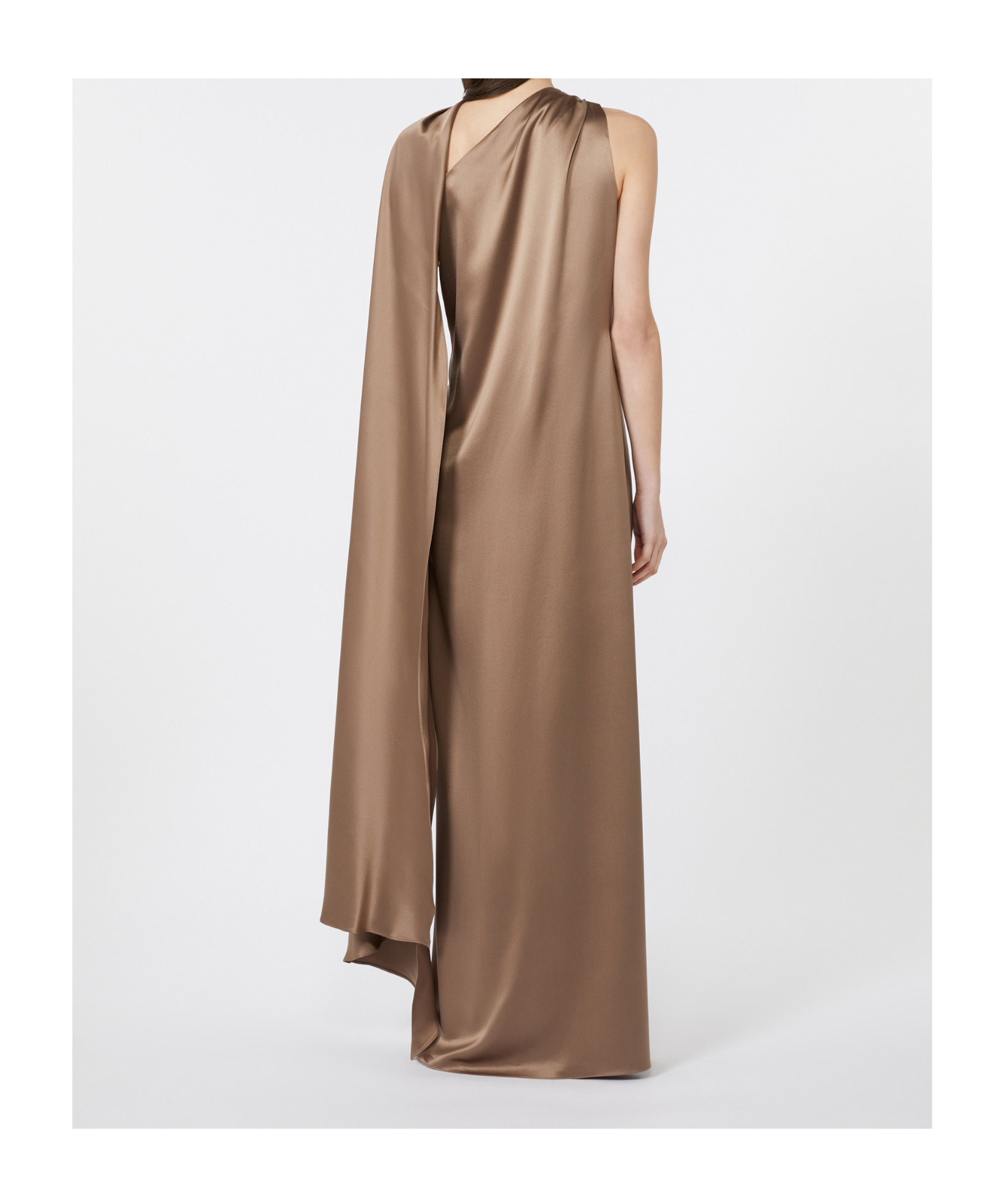 Max Mara One-shoulder Dress In Satin In Brown