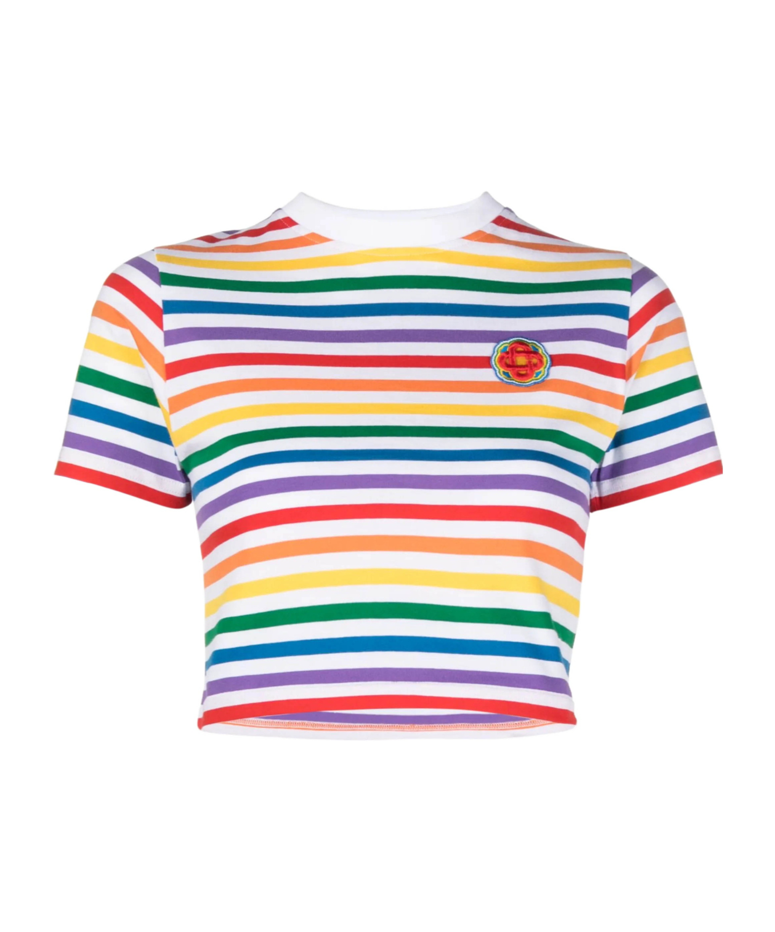 Casablanca Crew Neck Striped Pattern Cropped Length In Multi