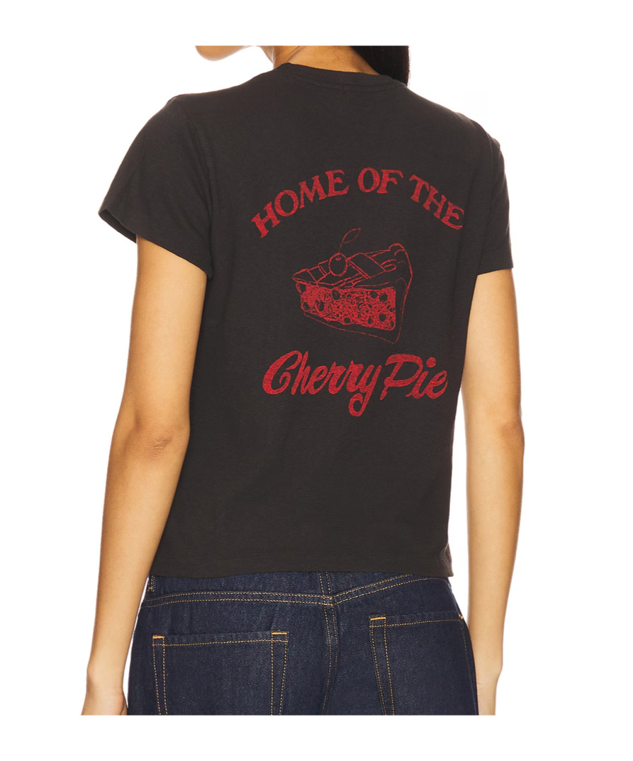 Re/done Cherry Pie Graphic Tee In Black