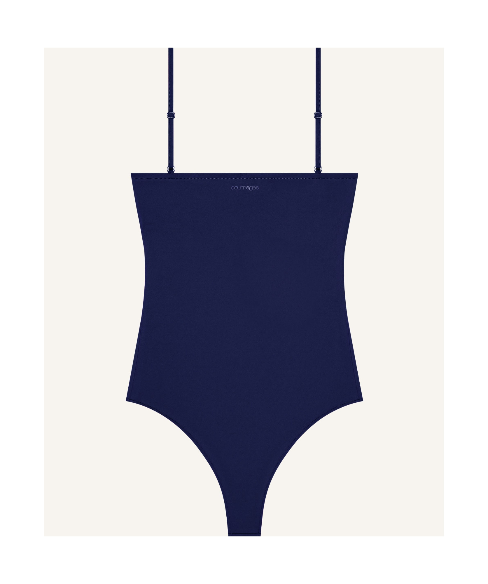 Courrèges Legacy Square Neck Swimsuit With Adjustable Straps In Blue
