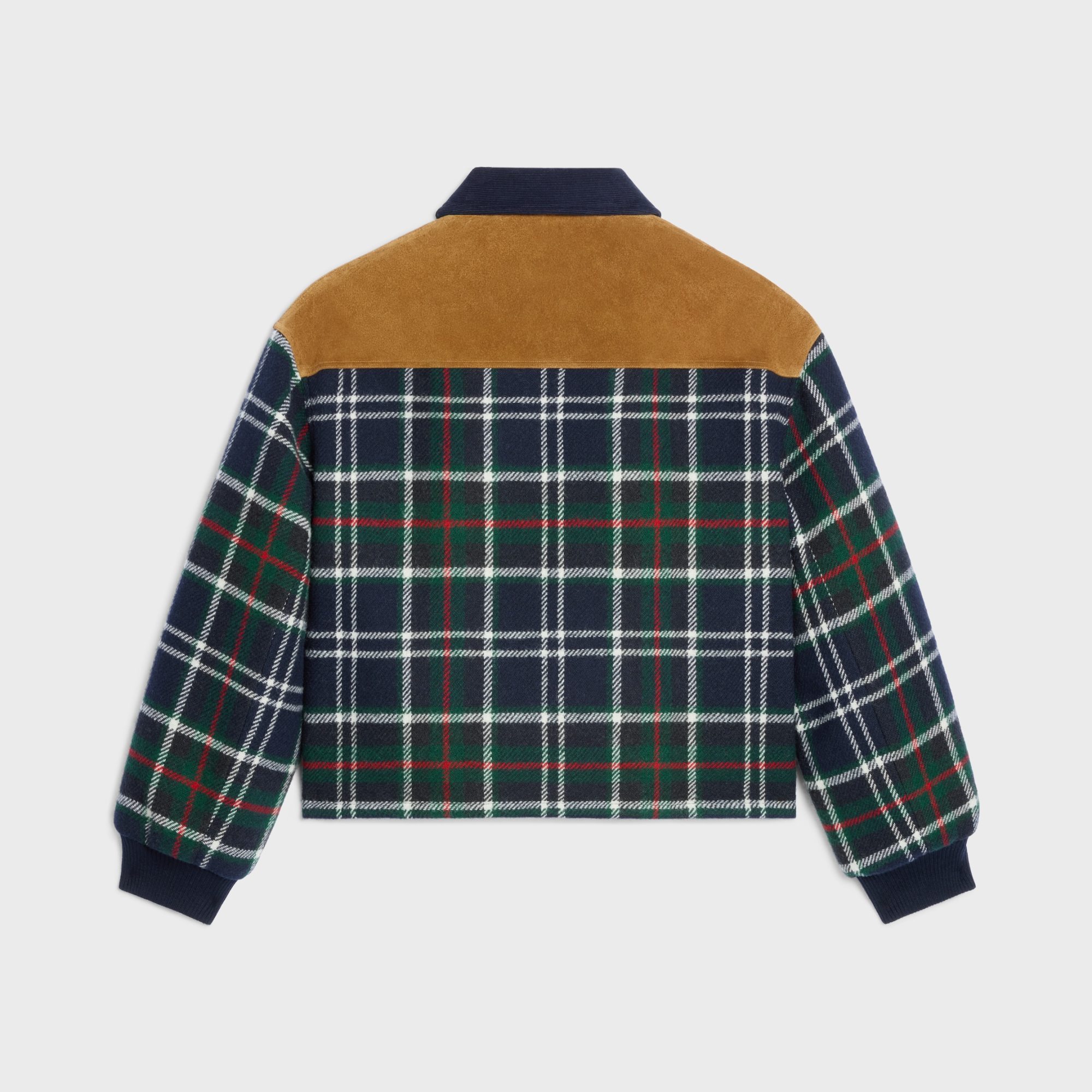Celine Triomphe Blouson Jacket In Tartan Wool In Multi