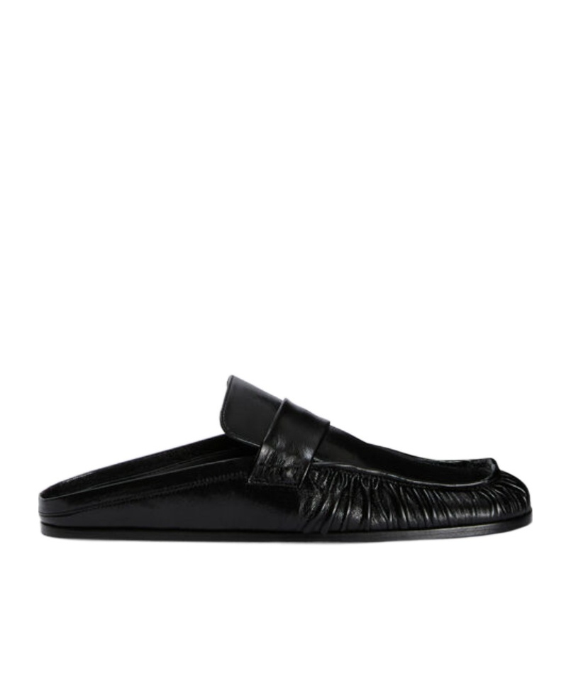 Jil Sander Wrinkled-detail Leather Mules In Black