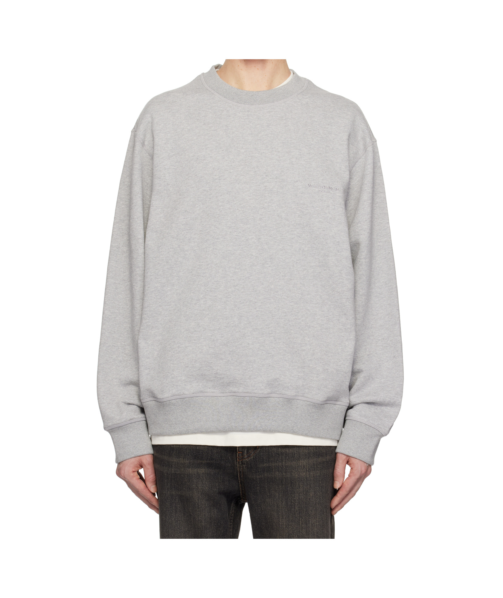 Shop Wooyoungmi Embroidered Logo Sweatshirt In Gray