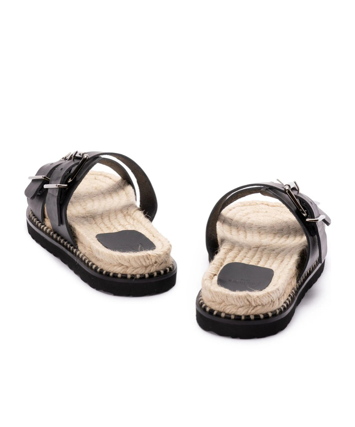 Shop Castaã±er Round Head Slippers In Black