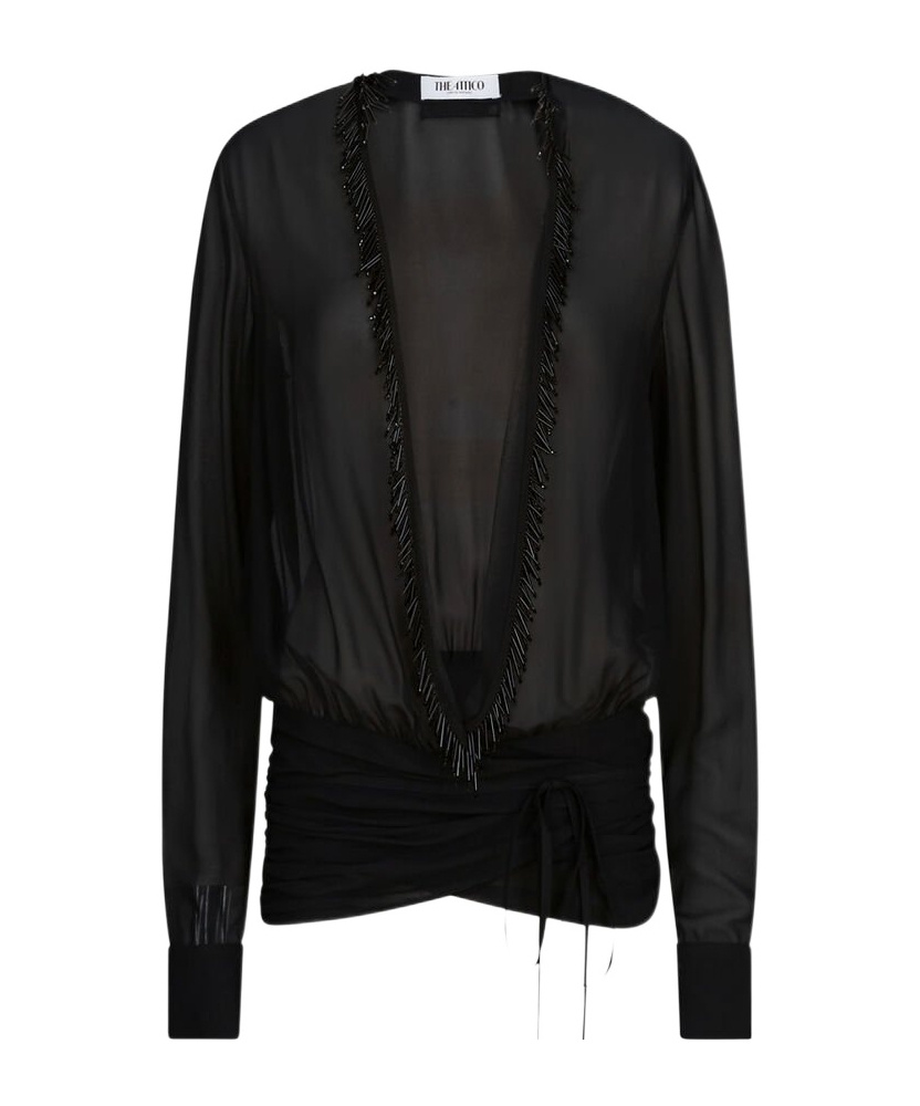 Attico V-neck Shirt In Black