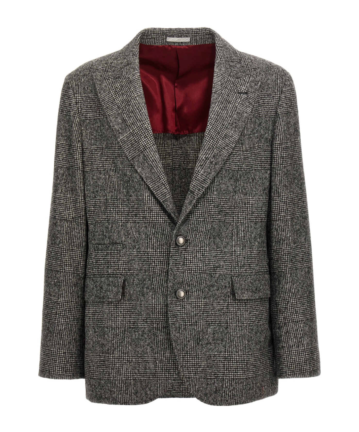 Shop Brunello Cucinelli Single-breasted Checked Blazer In Black