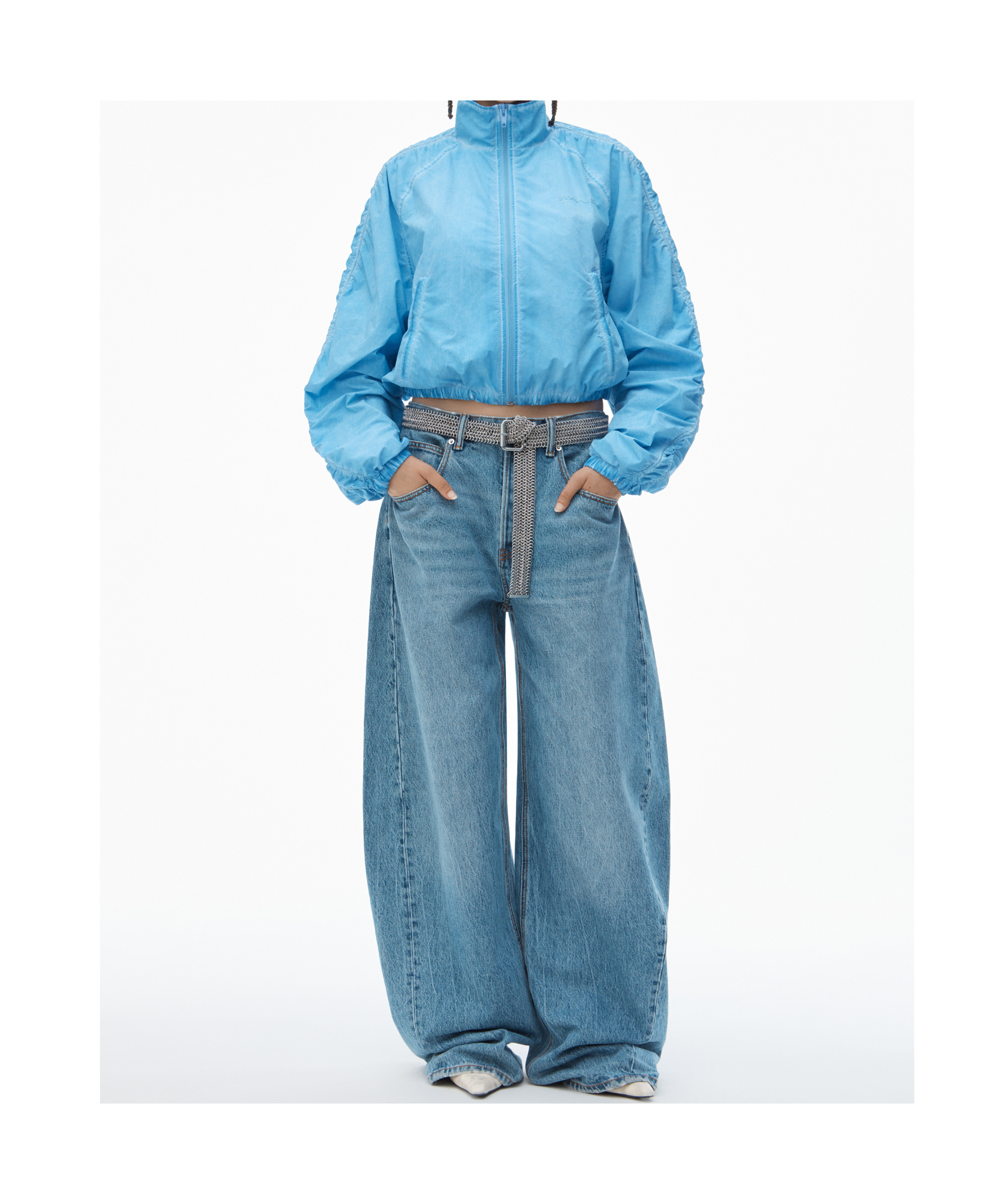 Alexander Wang Ruched Track Jacket In Blue