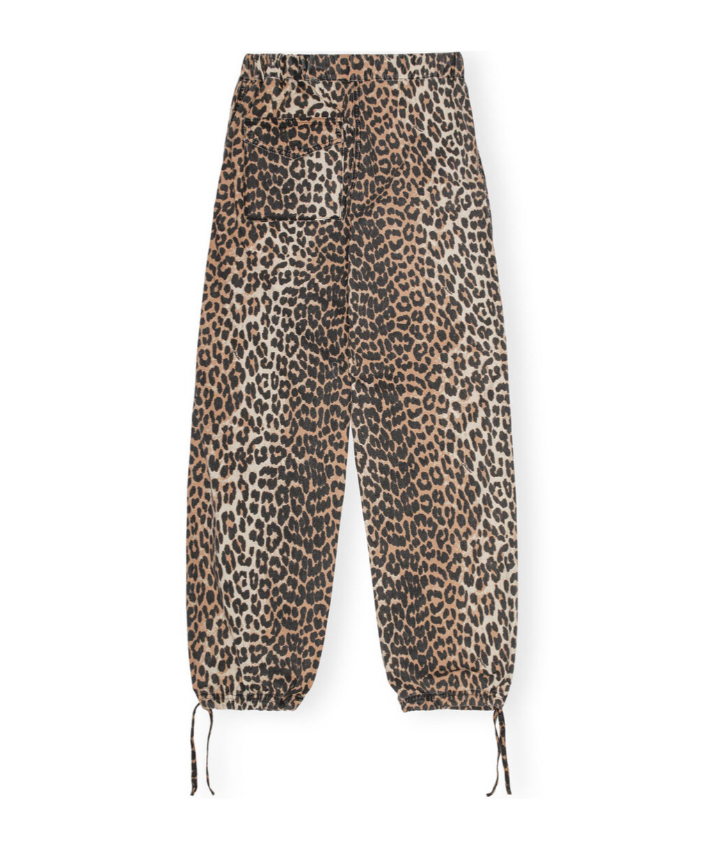 Ganni Washed Cotton Canvas Drawstring Pants In Almond Milk In Nude