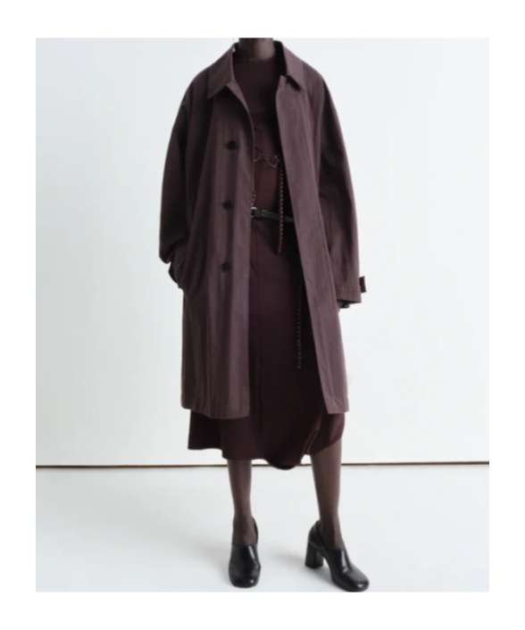 Lemaire Car Coat In Dark Chocolate