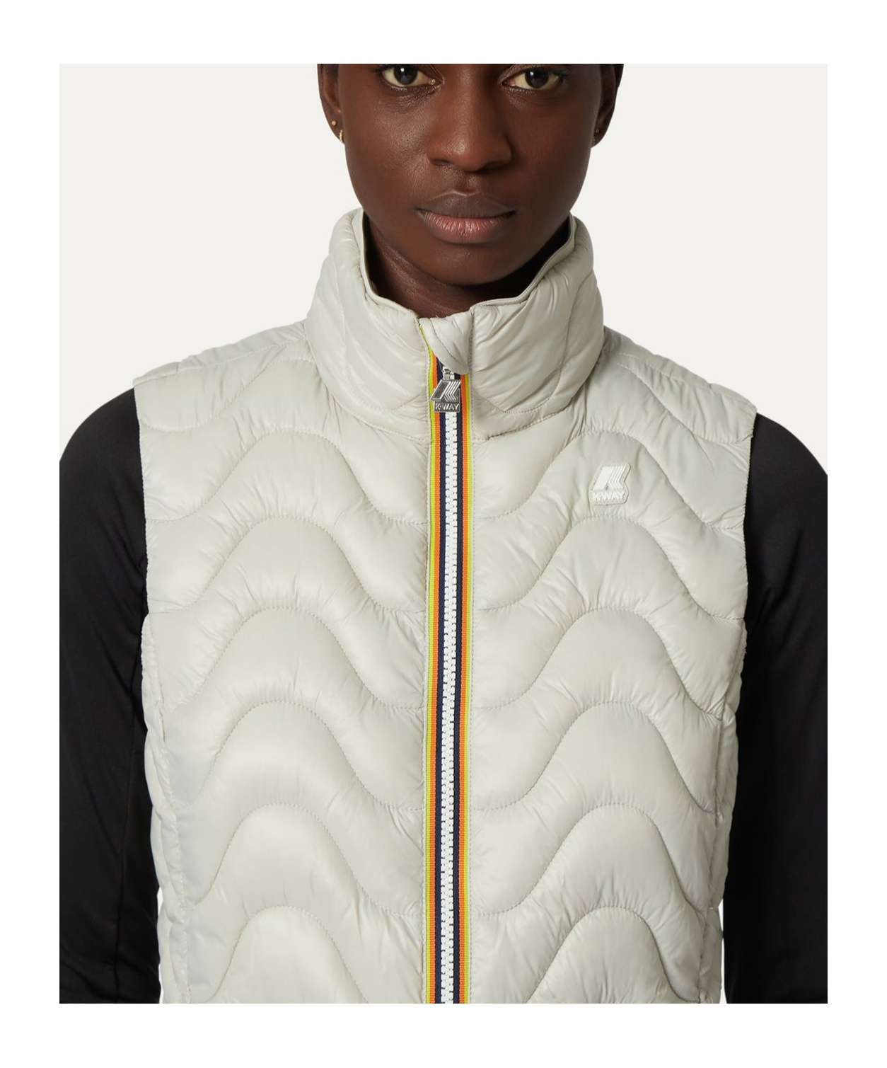 K-way Quilted Zipper Vest In White