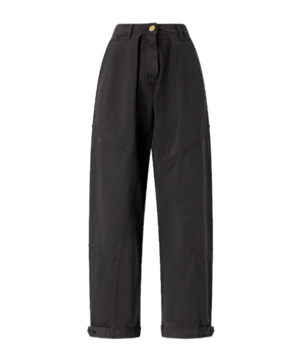 Pinko Brushed Cotton Balloon Trousers In Black