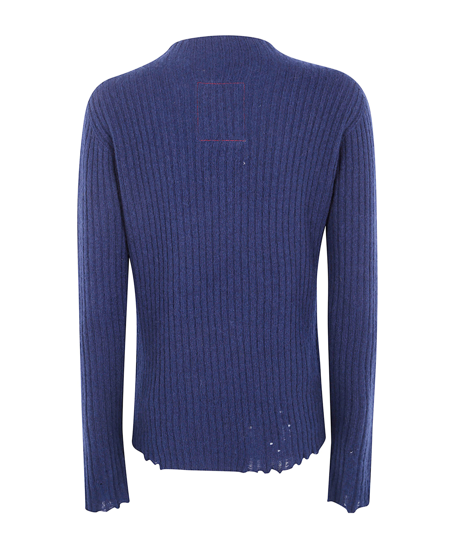 Uma Wang Ribbed Frayed Sweater In Blue