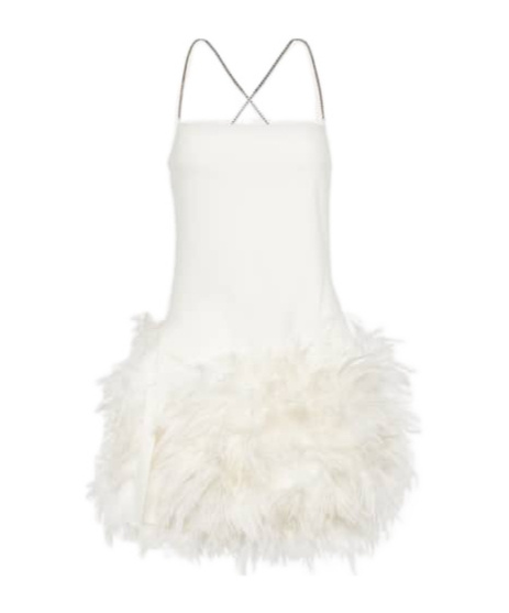 Attico Fujiko Feather-trimmed Minidress In White