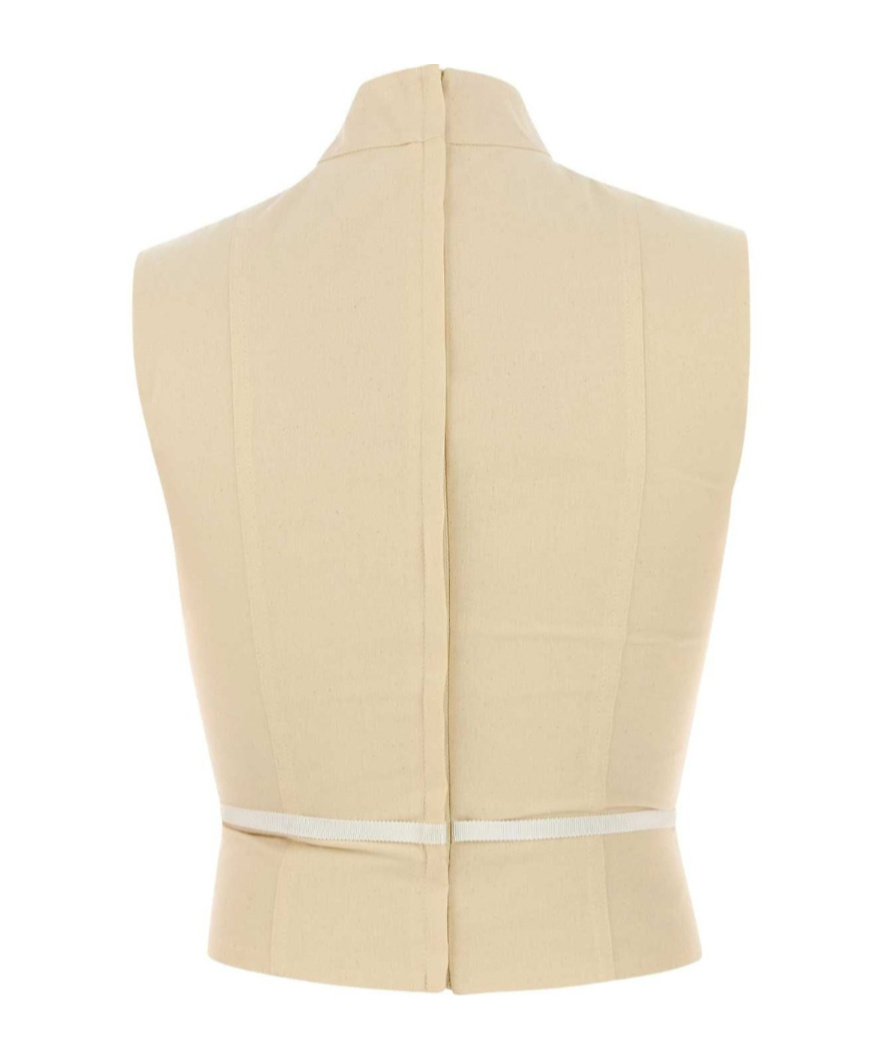 Moschino High Neck Sleeveless Cotton Top In White