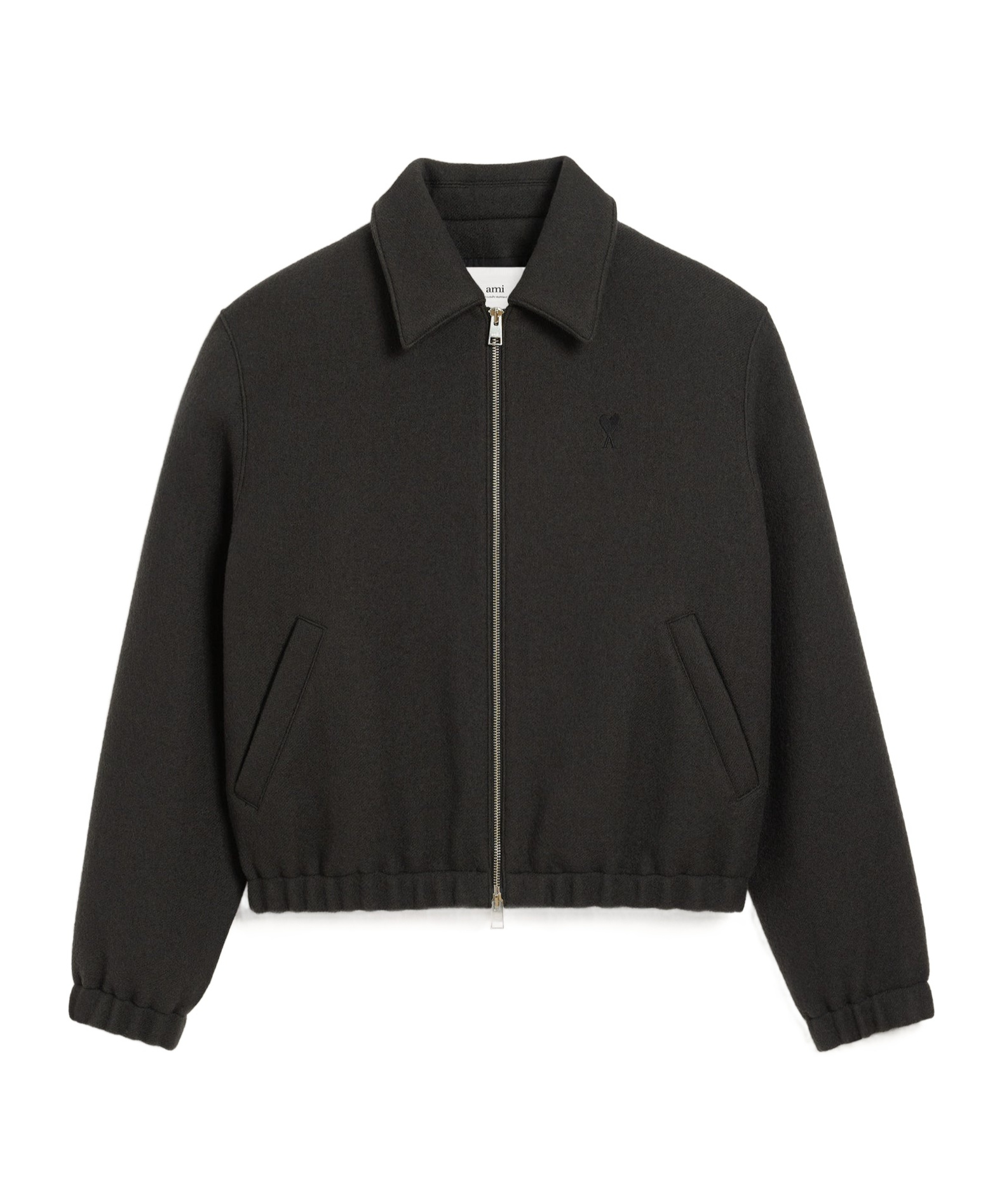 Ami Alexandre Mattiussi Corduroy Texture Jacket With Elasticated Cuffs And Hem In Black