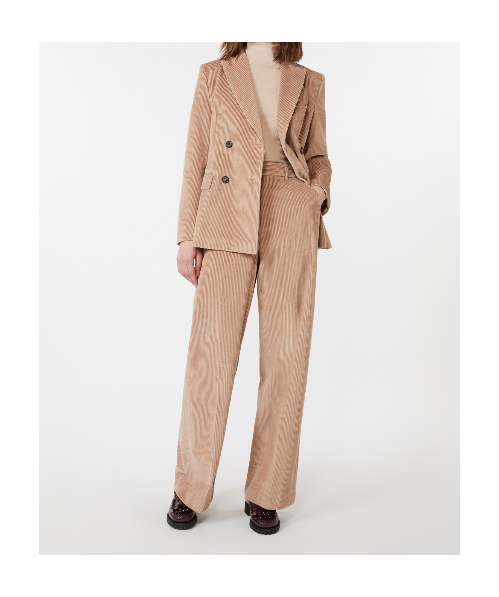 Weekend Max Mara Corduroy Double-breasted Blazer In Brown