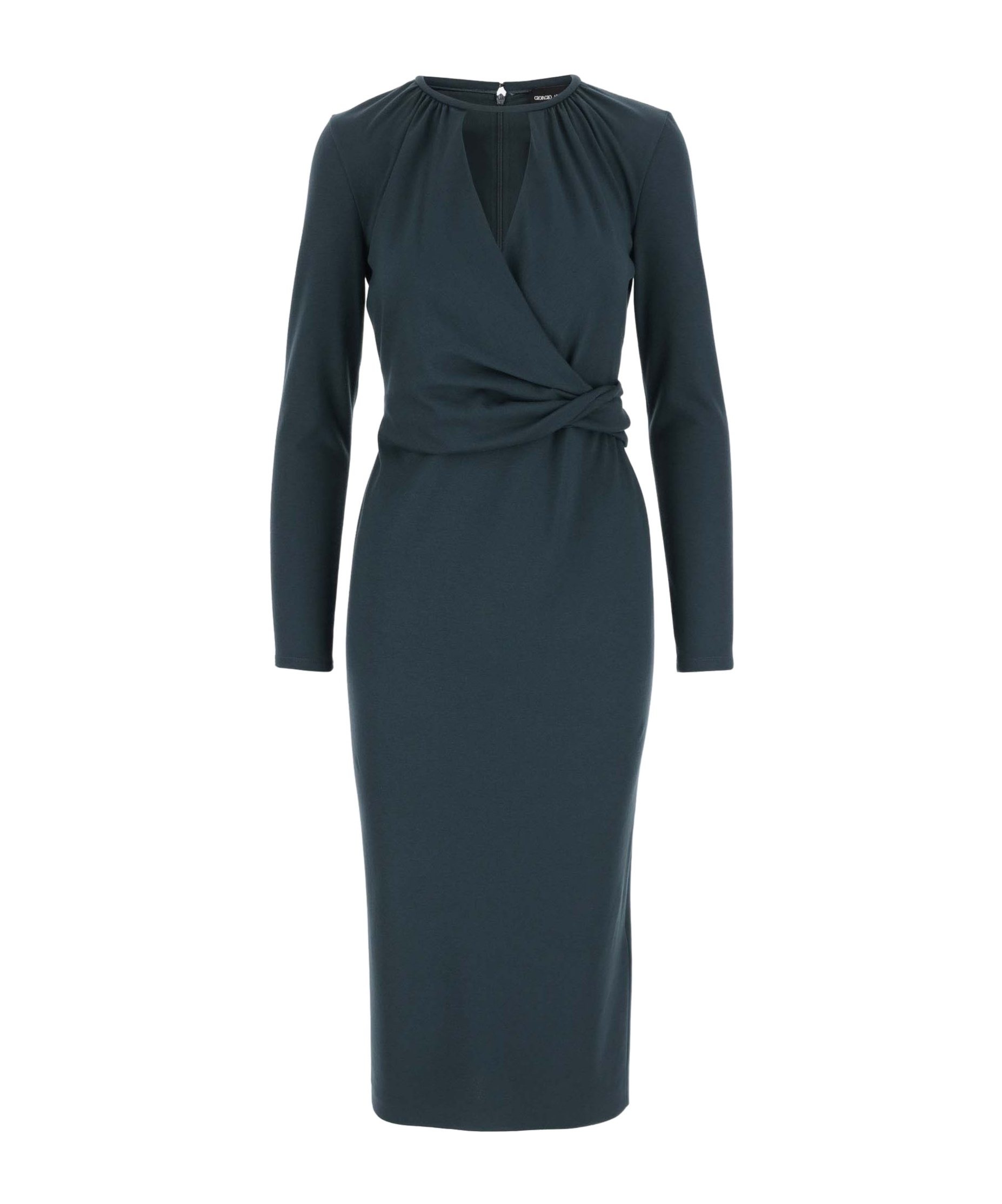 Giorgio Armani Drap-detailing Dress In Green