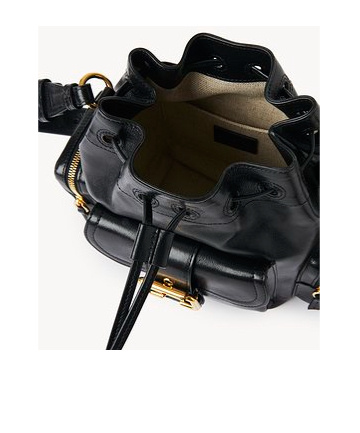 Chloé Camera Bucket Crossbody Bag In Shiny Calfskin In Black