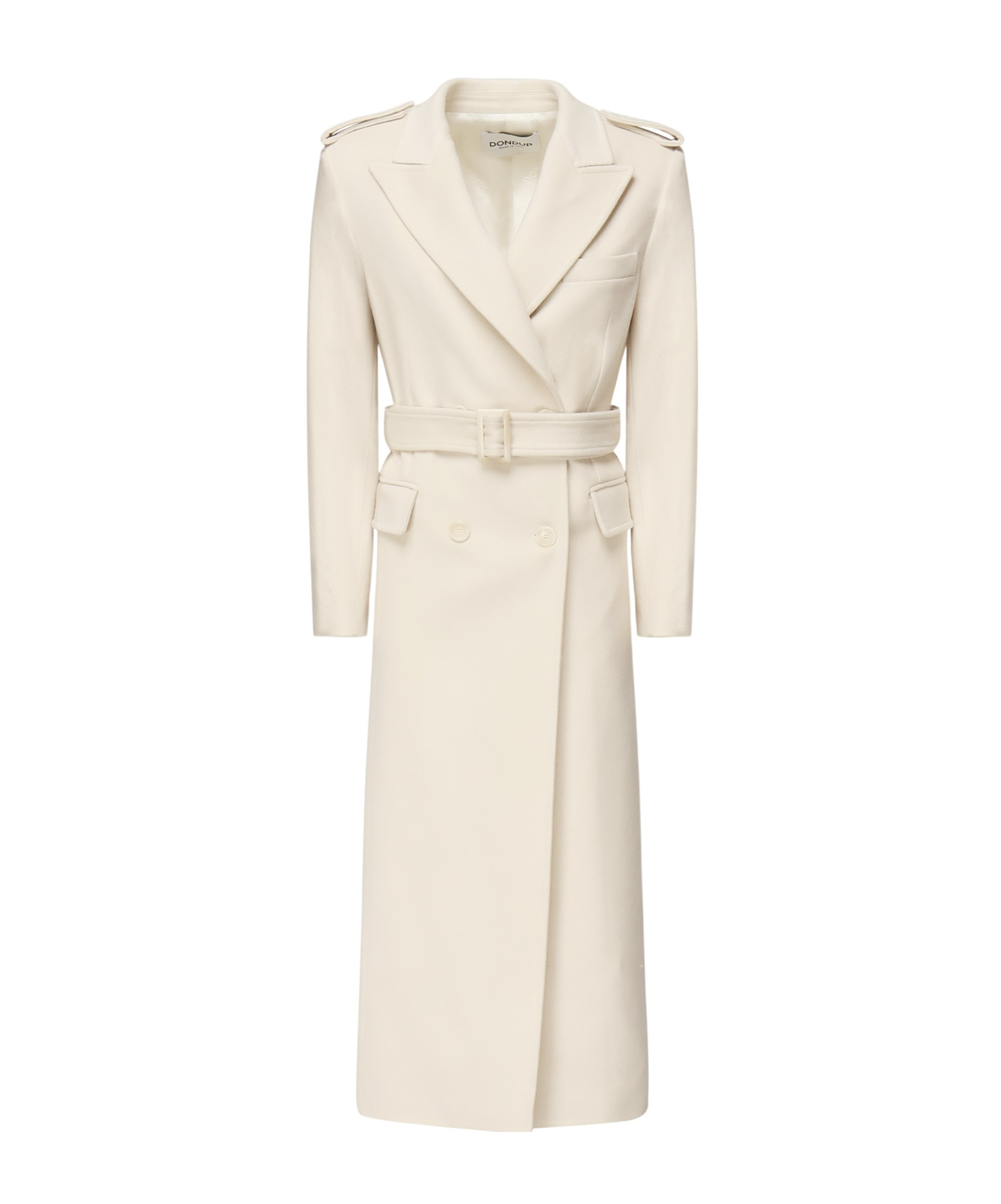 Dondup Double-breasted Coat In White