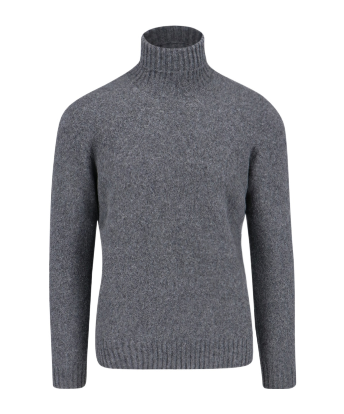 Drumohr Ribbed Turtleneck Sweater Long Sleeves In Gray