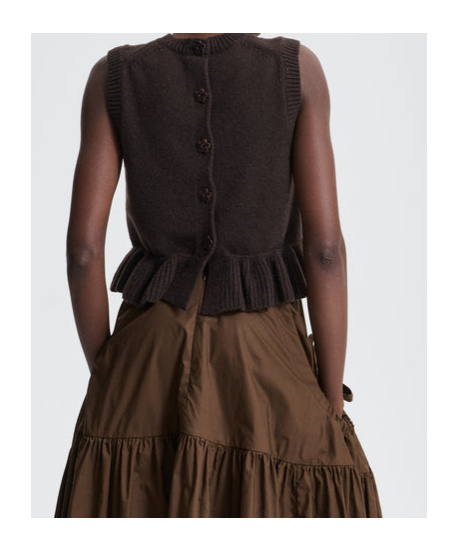 Cecilie Bahnsen Wool Cashmere Sleeveless Knitted Vest In Brown