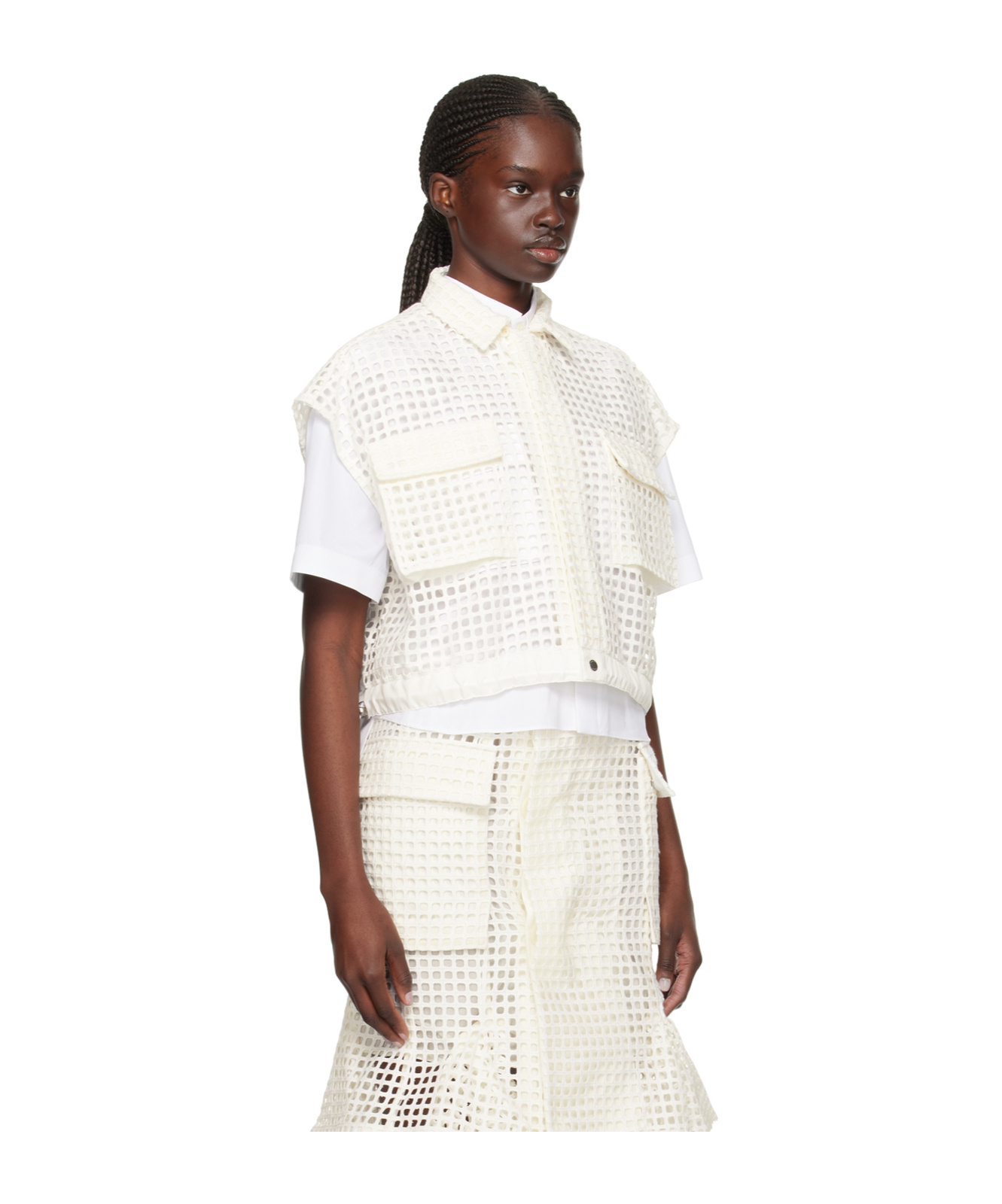 Sacai Off-white Sheer Shirt In White