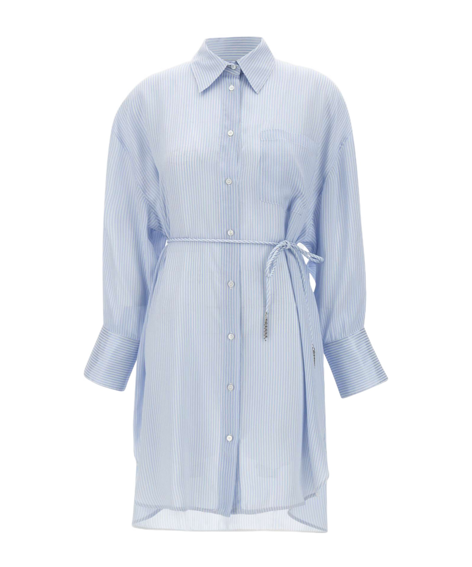 Fabiana Filippi Striped Silk Viscose Chemisier Dress In White